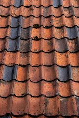 Old red roof tiles pattern