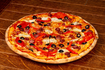 Pizza with sausages