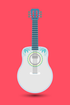 Classic guitar on pink background. vector format