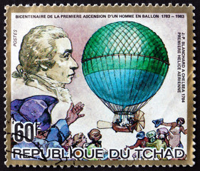 Postage stamp Chad 1983 Chelsea Balloon and J. P. Blanchard