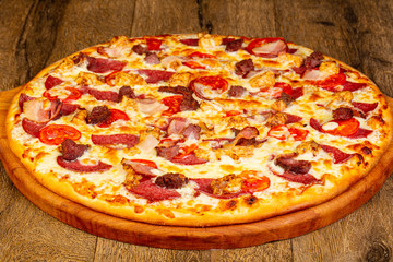 Pizza with sausages