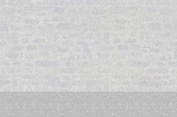 Fototapeta premium Weiße Mauer mit Schnee Effekt / hintergrund, weiß, hellgrau, mauer, stein, leer mit schnee, format füllend, horizontal 