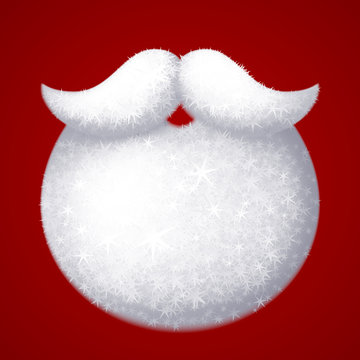 Realistic Vector Santa Claus White Beard Isolated On Red Background