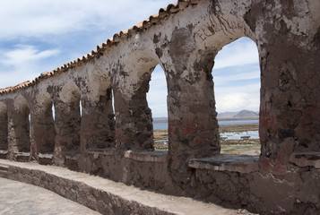 Peru, Inca prehistoric ruins in Chucuito near Puno, Titicaca lake area.