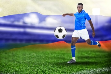 Composite image of football player