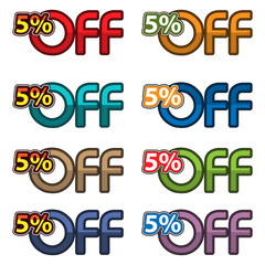 Illustration Vector of 5% off. discount banners design template, app icons, vector illustration