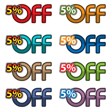 Illustration Vector of 5% off. discount banners design template, app icons, vector illustration