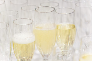 Glass of white cava produced in Almendralejo