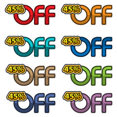 Illustration Vector of 45% off. discount banners design template, app icons, vector illustration