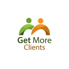 Get more clients with people sign. Flat vector illustration on white background