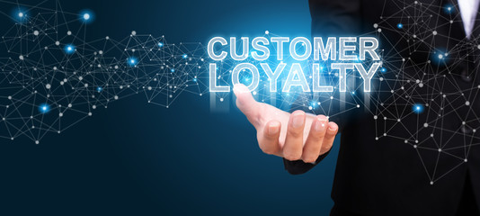 Businessman showing Customer Loyalty. Customer Loyalty concept