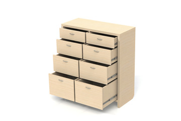 Wardrobe with drawers for clothes, linen, underwear, children's clothes.