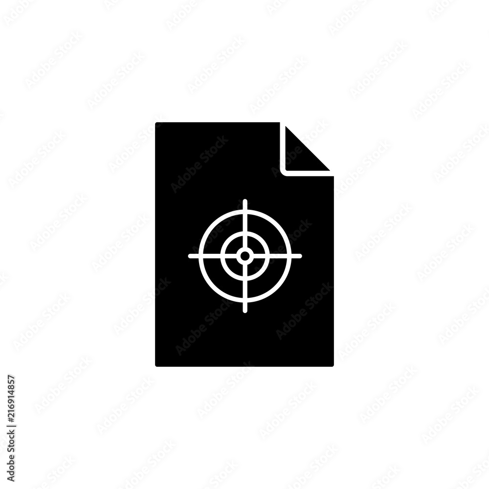 Poster target on document icon. element of document icon. premium quality graphic design icon. signs and sy
