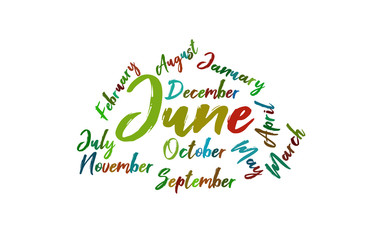 June Colorful Lettering Name of Month Calendae