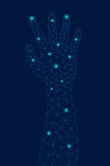Naklejka premium man hand polygonal technology design style
