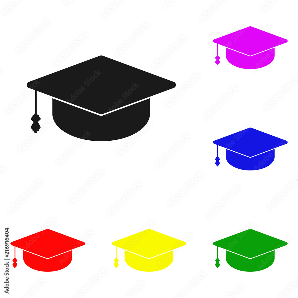 Poster elements of graduation cap in multi colored icons. premium quality graphic design icon. simple icon 