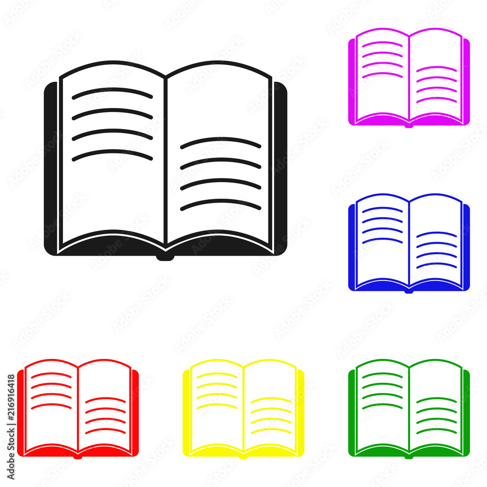 Poster elements of books in multi colored icons. premium quality graphic design icon. simple icon for websi