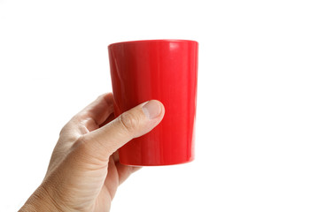 red plastic mug