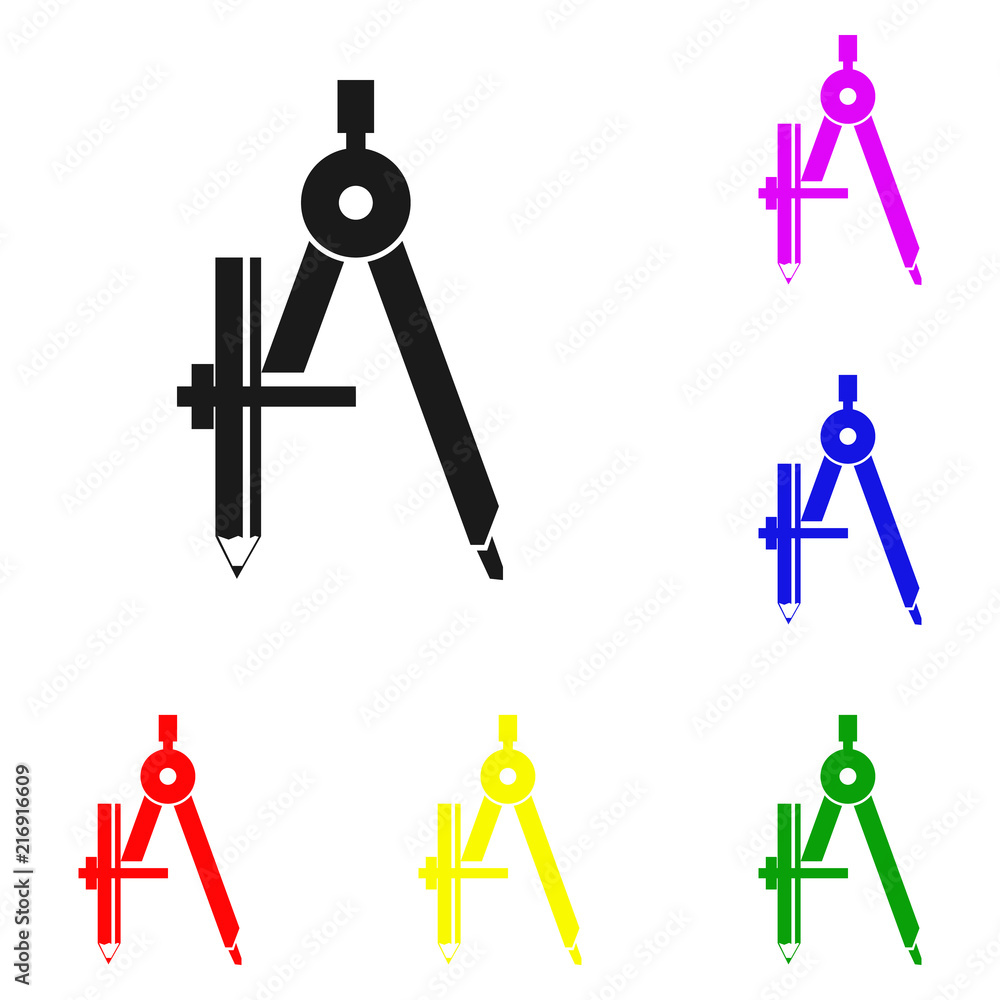 Aufkleber elements of compass in multi colored icons. premium quality graphic design icon. simple icon for web