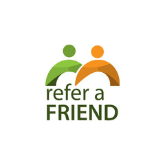 Refer a friend with people icon. Flat vector illustration on white background.