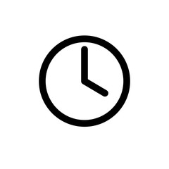 Clock icon, clock symbol, clock logo, app, UI. EPS 8 flat vector isolated on background.
