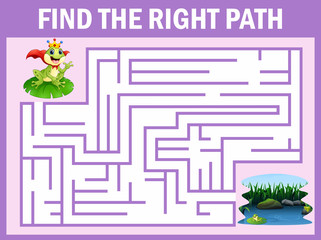 Maze game finds the frog prince way get to lake