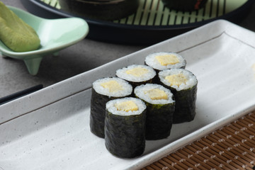 egg Tamago Maki with background