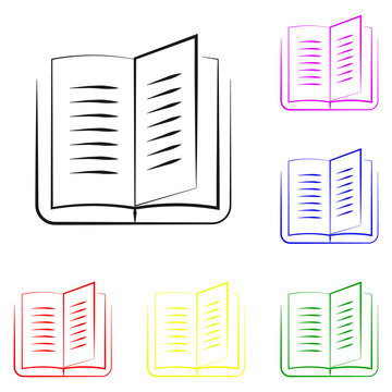 Elements of Book in multi colored line icons. Premium quality graphic design icon. Simple icon for websites, web design, mobile app, info graphics