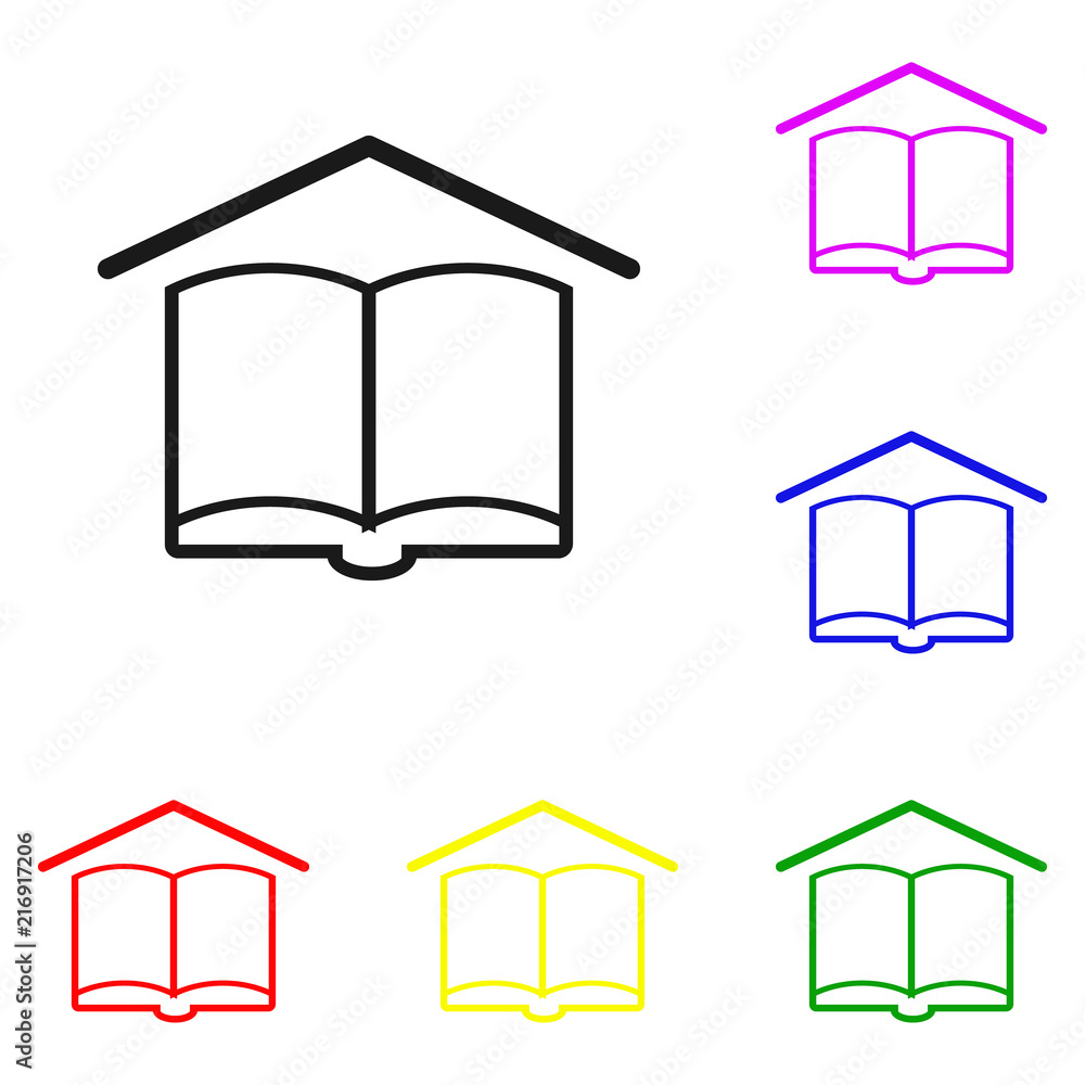 Poster elements of book in multi colored icons. premium quality graphic design icon. simple icon for websit