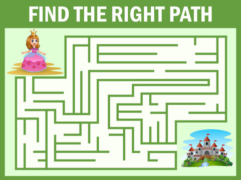 Maze game find a princess way to castle 