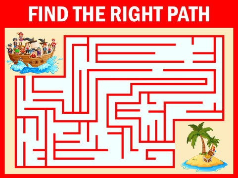 Maze game find a pirates way to treasure island 