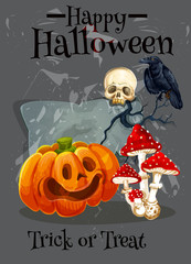Happy Halloween trick treat vector greeting card