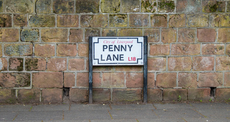 Penny Lane Sign Liverpool - obrazy, fototapety, plakaty