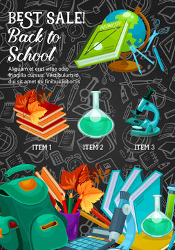 Back to school supplies sale banner template