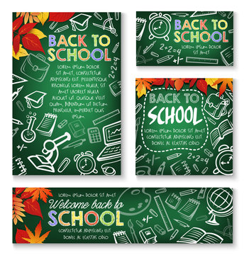 Back to School vector study chalkboard posters