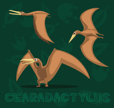 Dinosaur Cearadactylus Cartoon Vector Illustration