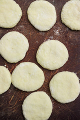 Cooked khachapuri bread with suluguni cheese and butter. Georgian traditional food.