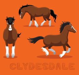 Horse Clydesdale Cartoon Vector Illustration