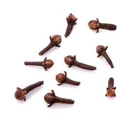 dry cloves on white background