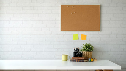 Scandinavian workspace and copy space.