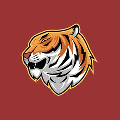 Scary tiger head cartoon mascot vector illustration