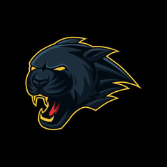 Black panther head mascot esport, sport logo © eryusan
