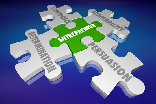Entrepreneur Qualities Determination Adpatability Puzzle 3d Illustration