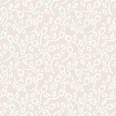 Fototapeta na wymiar Simple beige flowers seamless pattern. Vector illustration.