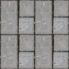 Seamless pattern with old concrete tile with moss