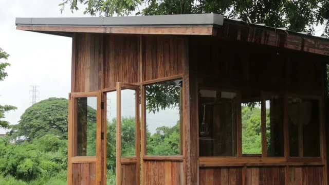 Eco friendly hut?in raining day, stock footage