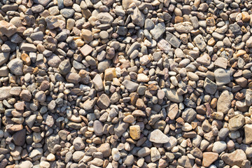 Beautiful and colorful pebbles of stones on the beach in the summer