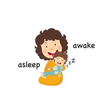 Opposite asleep and awake vector illustration