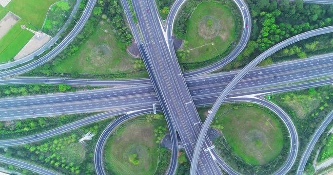 aerial view of highway interchange