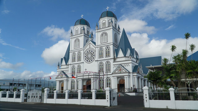 Majestic Immaculate Conception Cathedral in Apia rebuilt after earthquake in 2009, Samoa